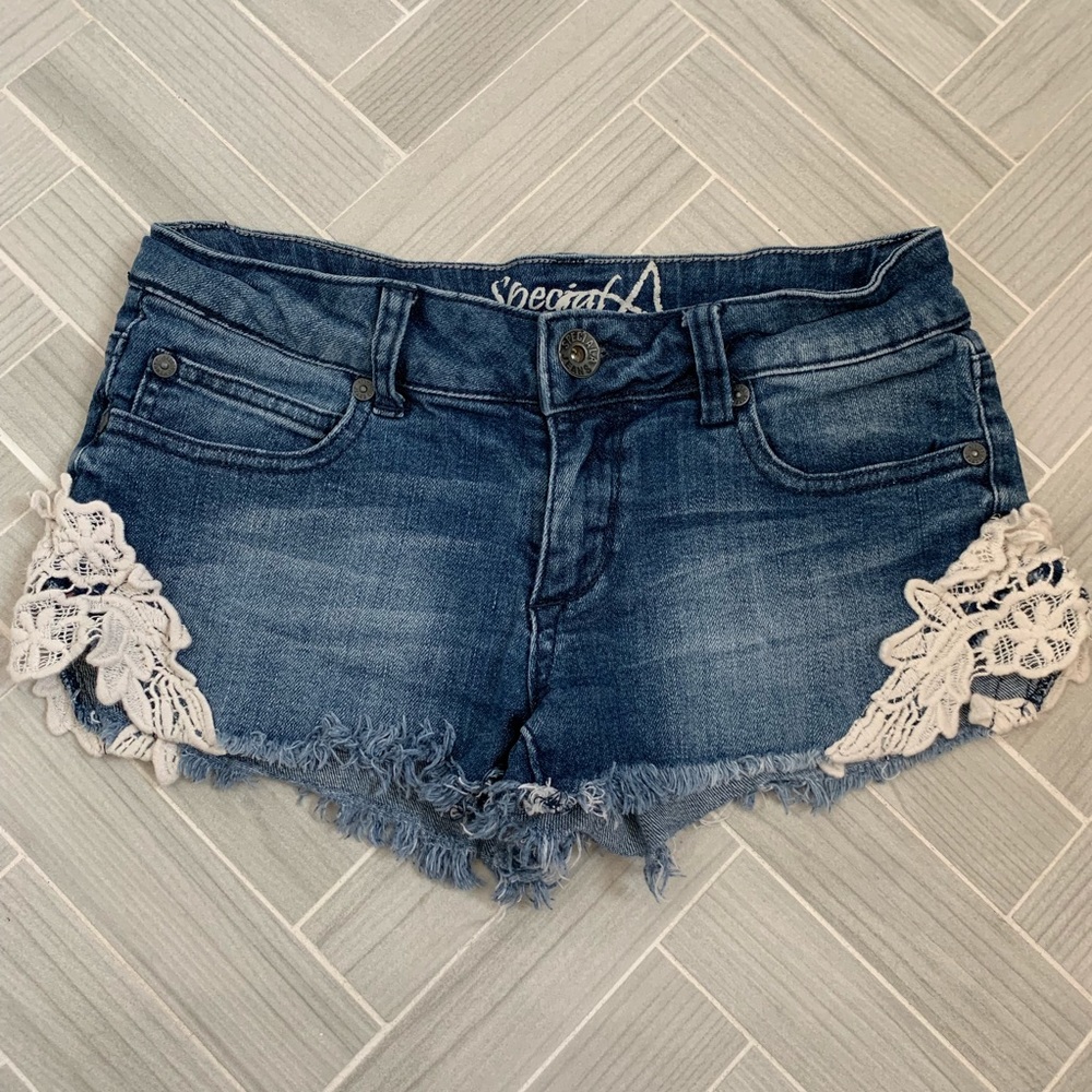 Lace Denim Shorts